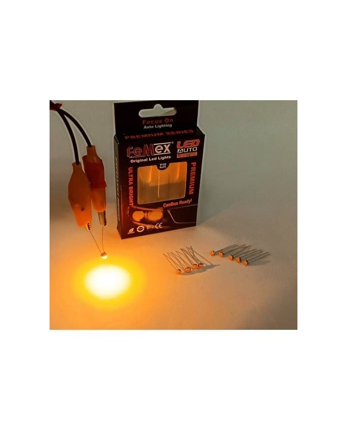 FEMEX Premium 10'lu İnce Bacaklı Kıl Led 3030 Chipset 1smd Mini Led Ampul Turuncu