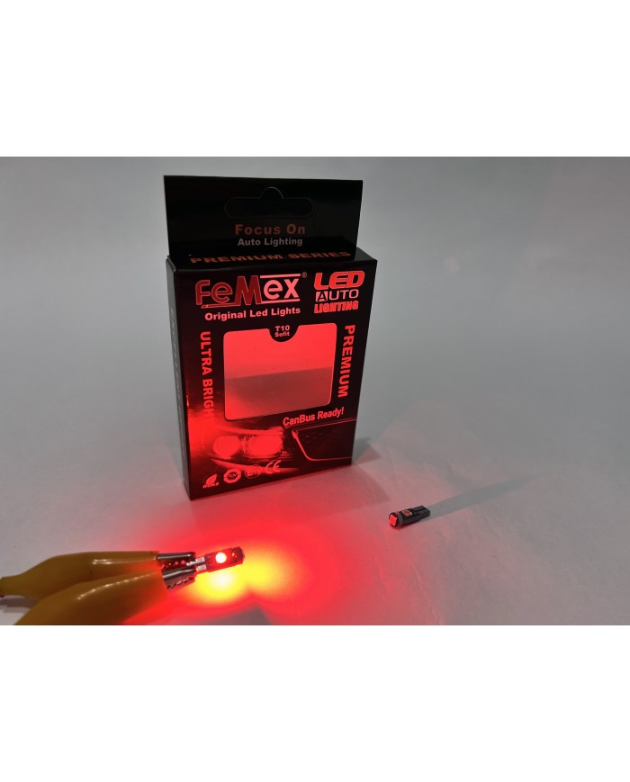 FEMEX Premium 10'lu T5 Led 3030 Chipset 3smd Mini Led Ampul Kırmızı