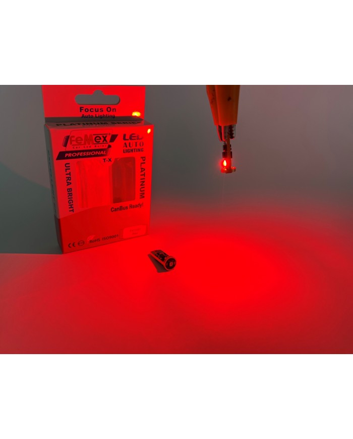 FEMEX Platinum Kırmızı T10 3smd OSRAM Chipset Led Ampul Aktif Canbus