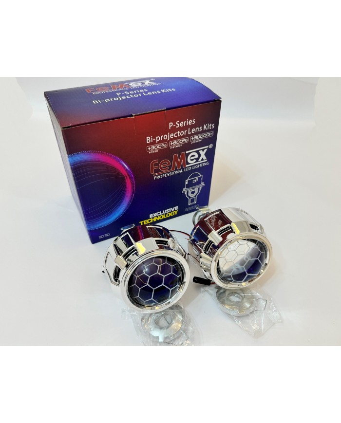 Femex Bi-Xenon Mavi Renk Bal Petek Desenli Far İçi Mercek 2,5 Inc Far Merceği Led Xenon Uyumlu