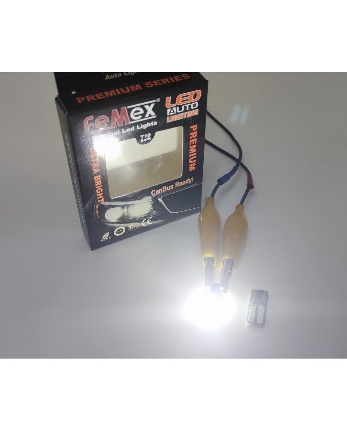 FEMEX Premium Beyaz T10 24 Smd 4014 Chip Mini Yassı Led Ampul Aktif Canbus