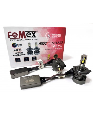 Femex GT Nano Plus Csp LUMILED ROYAL Chipset Radyatör Soğutmalı H4 Led Xenon Far Ampulu Femex GT Nano Plus Csp LUMILED ROYAL Chipset Radyatör Soğutmalı H4 Led Xenon Far Ampulu