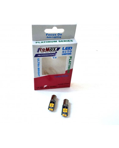 FEMEX Platinum Turuncu H21W BAY9S 10 Smd 3030 Chip Led Ampul Aktif Canbus