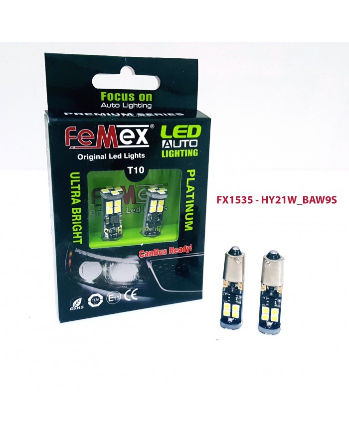 FEMEX Platinum Beyaz H21W BAW9S 12 Smd 3030 Chip Led Ampul Aktif Canbus