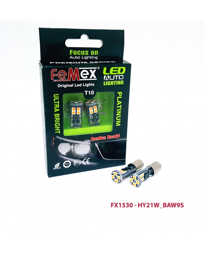 FEMEX Platinum Turuncu H21W BAW9S 12 Smd 3030 Chip Led Ampul Aktif Canbus