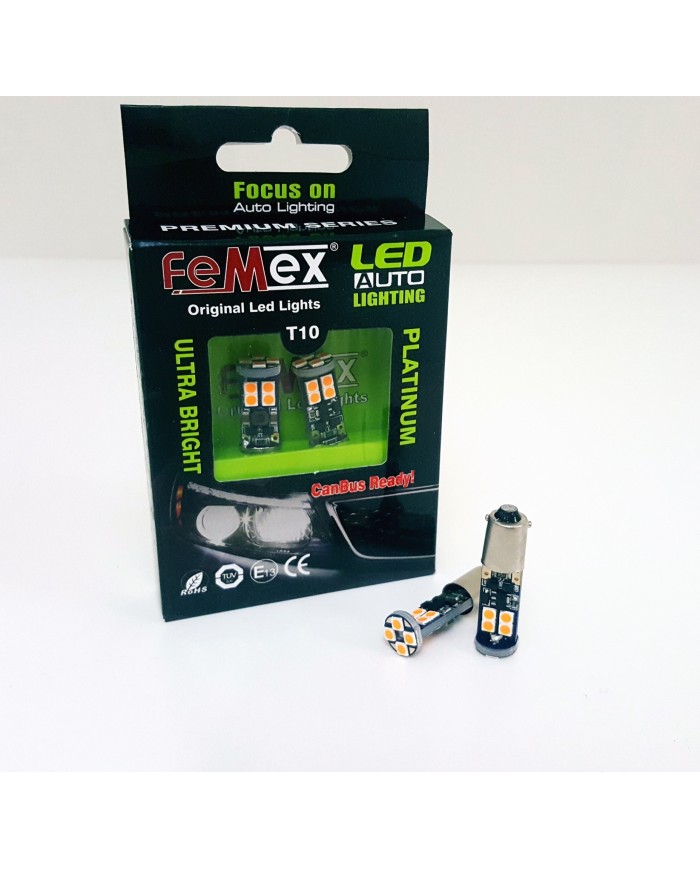 FEMEX Platinum Turuncu H21W BAW9S 12 Smd 3030 Chip Led Ampul Aktif Canbus