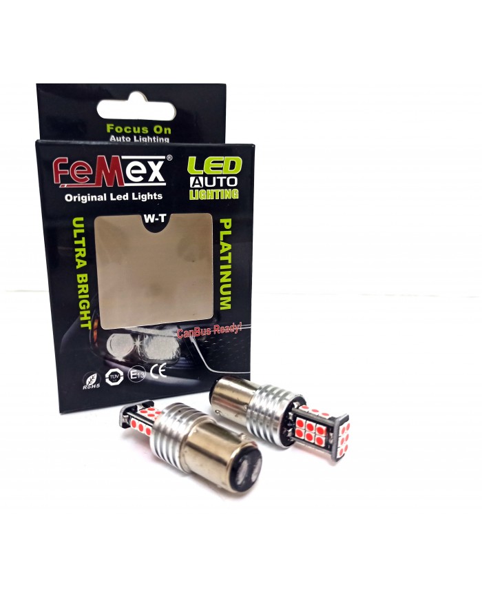 P21W 1157 Çift Duy Led Ampul Kırmızı 3030 Chip Parlak