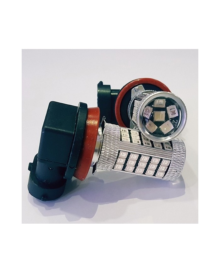 Sis Led Ampul H8/11 2835 Chip 9W Led Ampul Mavi 66smd Ultra Parlak 6000K Mercekli