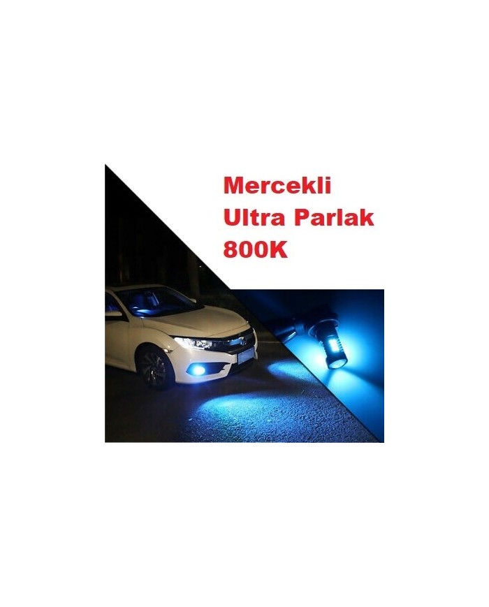 Sis Led Ampul H8/11 2835 Chip 9W Led Ampul Turkuaz  66smd Ultra Parlak Turkuaz Mercekli