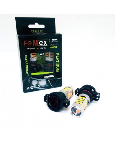 Sis Led Ampul PSX24W H16 2835 Chip 9W Led Ampul Turuncu  66smd Ultra Parlak  Mercekli