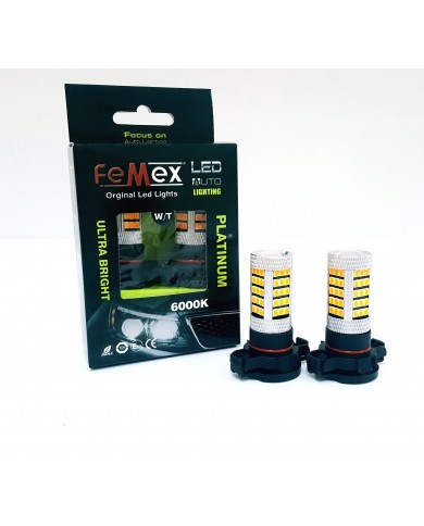 Sis Led Ampul PSX24W H16 2835 Chip 9W Led Ampul Turuncu  66smd Ultra Parlak  Mercekli