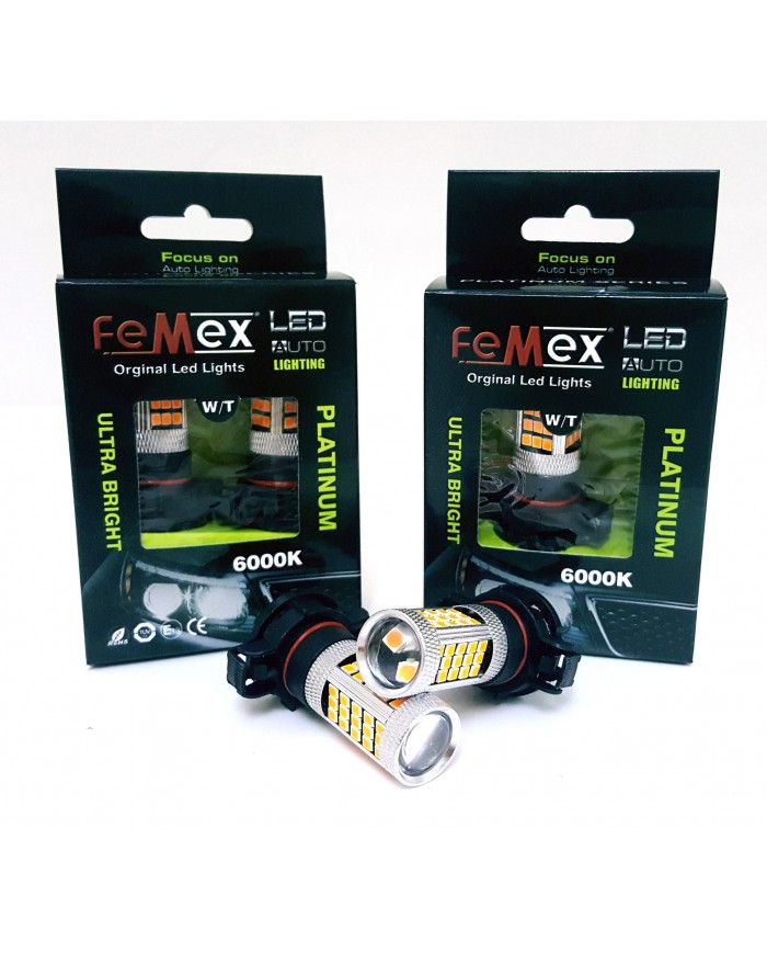 Sis Led Ampul PSX24W H16 2835 Chip 9W Led Ampul Turuncu  66smd Ultra Parlak  Mercekli