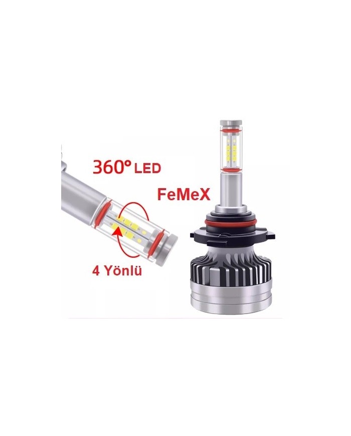FEMEX 360* Csp Superior 4 Yönlü Cipset HB4 9006 Led Xenon Led Headlight
